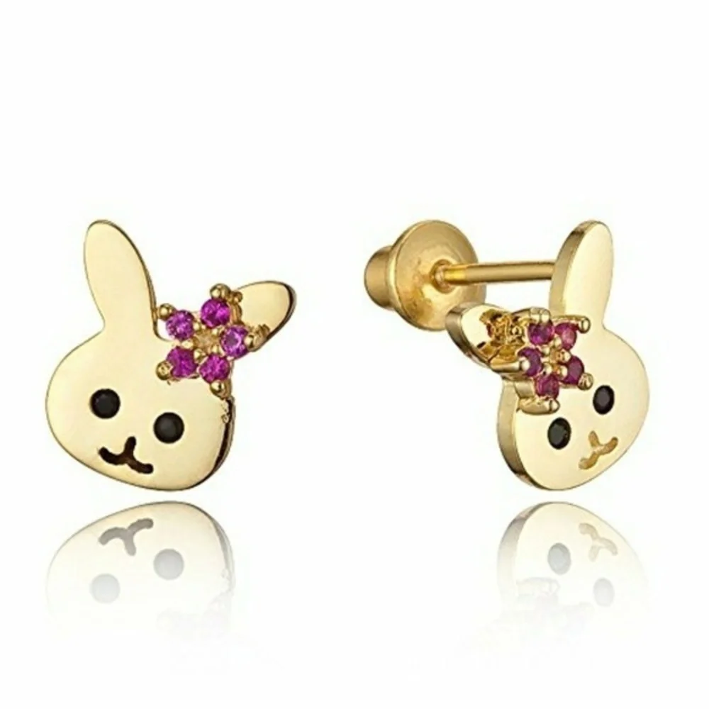 14k gold plated Brass Rabit Bunny Earrings